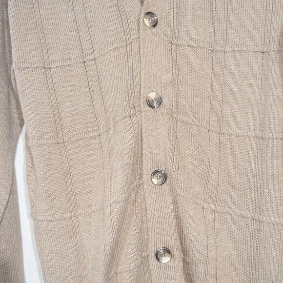 Oscar De La Renta Tan Button Front Cardigan Size Medium - Picture 3 of 5